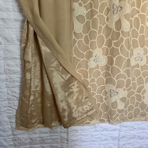 Nazila Couture sz Med Sheer Sleeve Silk Kurta Embroidery & Sheer Overlay NWOT - Picture 9 of 13